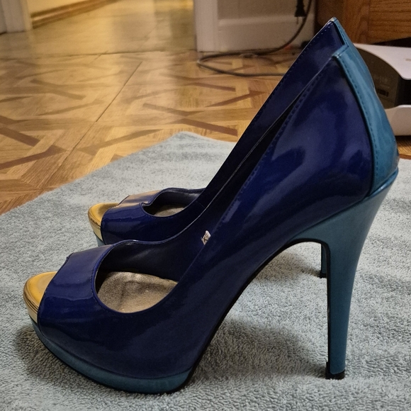 Mossimo Womens Stiletto Heels Shoes Size 8 Slip On Blue/Teal Peep Toe - Picture 5 of 12